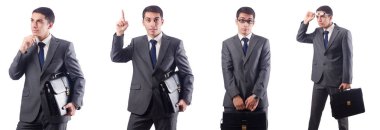 üzerinde beyaz izole iş adamı