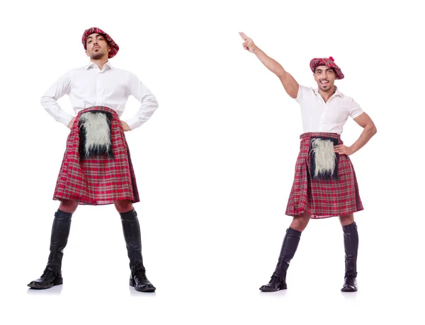 Έννοια της Σκωτίας παραδόσεις με το άτομο που φοράει σκωτσέζικη φούστα — Φωτογραφία Αρχείου