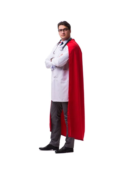 白で隔離のスーパー ヒーロー医師 — ストック写真