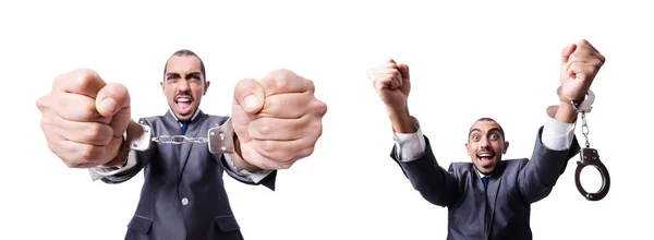 Businessman with chain isolated on the white — Stock Photo, Image