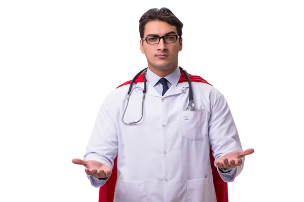 Super hjälte läkare isolerad på vit — Stockfoto