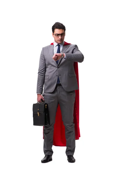 Super hero businessman isolated on white — Stock Photo, Image