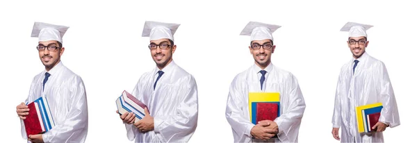 Jonge mannelijke student geïsoleerd op wit — Stockfoto