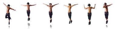 Beyaz arka plan üzerinde izole dansçıların kolaj