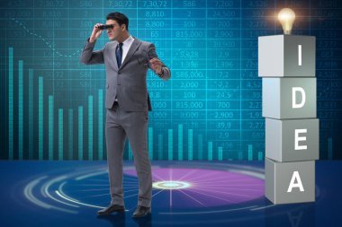 Parlak fikirler arayan iş adamı.