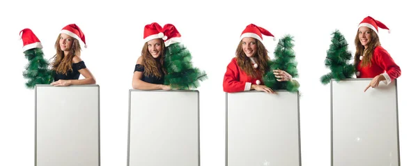 Weihnachtsmann Mädchen isoliert auf weiß — Stockfoto