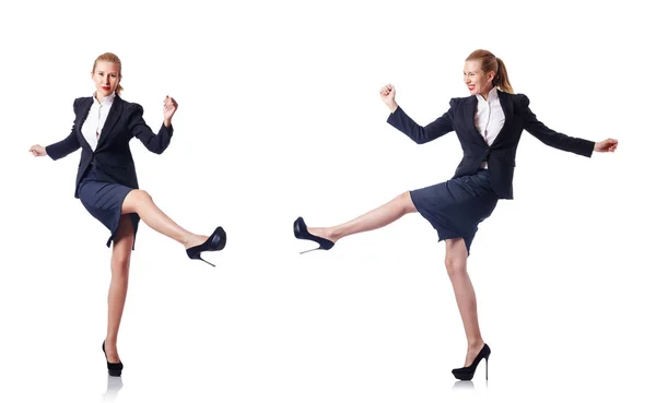 Mujer de negocios feliz aislado en blanco — Foto de Stock