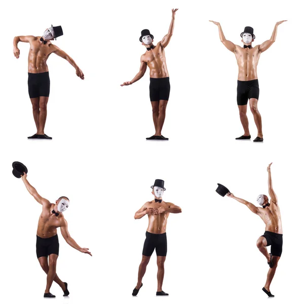 Naked muscular mime isolated on white — Stock Photo, Image