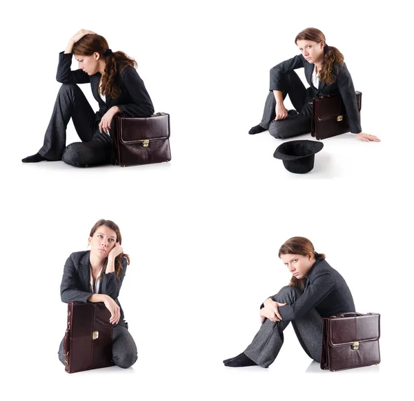 Mujer de negocios en bancarrota aislada en blanco —  Fotos de Stock