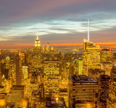 Günbatımında New York Manhattan manzarası