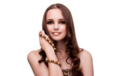 Genç kadın güzellik kavramı beyaz izole arka planda