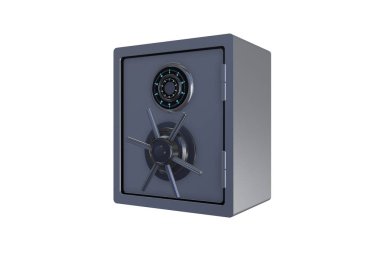 Çelik para güvenli beyaz - 3d render izole