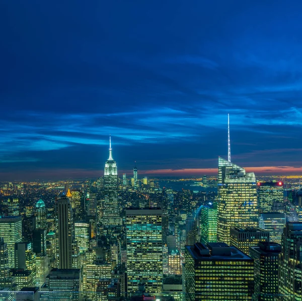 Blick auf New York Manhattan bei Sonnenuntergang — Stockfoto