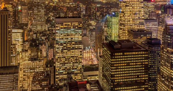 Uitzicht op New York Manhattan tijdens zonsondergang — Stockfoto