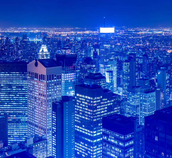 View of New York Manhattan during sunset hours