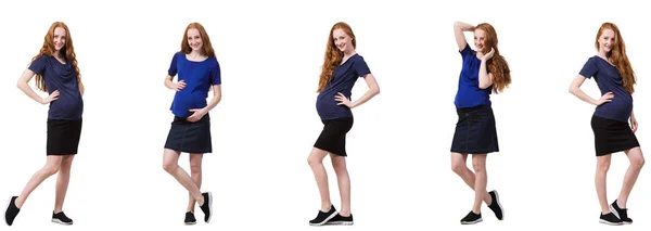 백인에게 고립된 복합적 인 이미지를 가진 임신부 — 스톡 사진