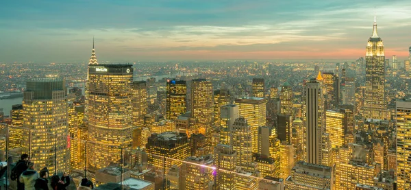 View of New York Manhattan during sunset hours Stock Image