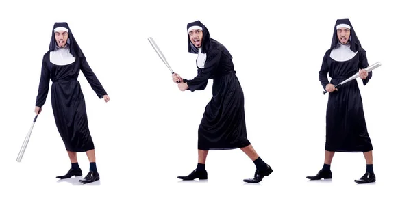 Mężczyzna zakonnica w zabawny pojęcia religijne — Zdjęcie stockowe