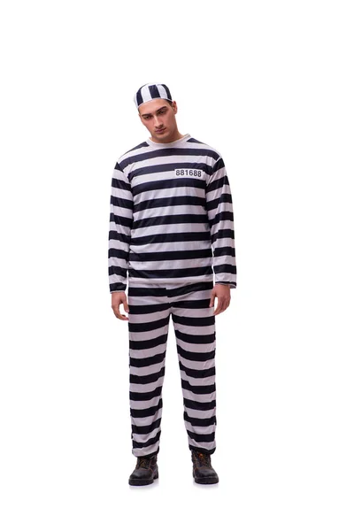 Homem prisioneiro isolado no fundo branco — Fotografia de Stock