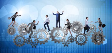 İş adamı ve iş kadınıyla takım çalışması kavramı