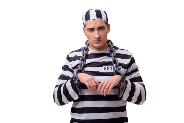 Человек заключенный на белом фоне — стоковое фото