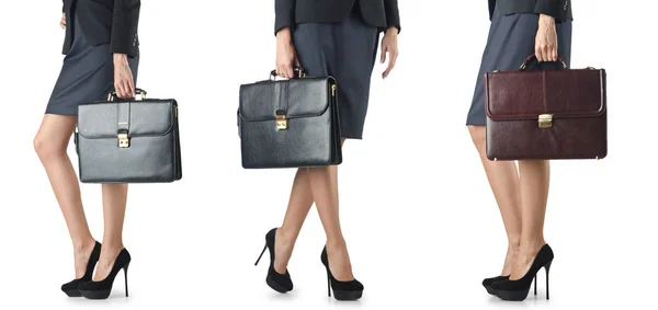 Primer plano del maletín y la mujer de negocios — Foto de Stock