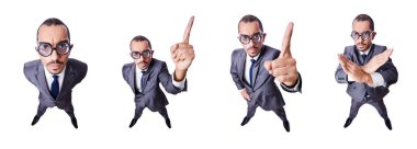 komik inek işadamı üzerinde beyaz izole