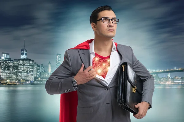 Superhrdina se chystá zachránit město — Stock fotografie