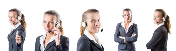 Call center assistant responding to calls — Stock Photo, Image