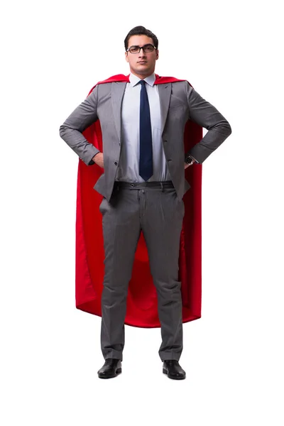 Супергероя бизнесмена изолировали на белом — стоковое фото