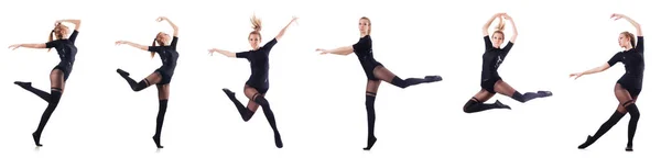 Woman dancing isolated on the white — Stock Photo, Image