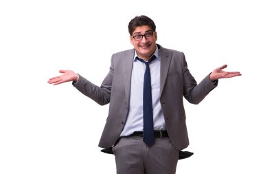 İflas etmiş işadamı beyaz arka planda izole edilmiş