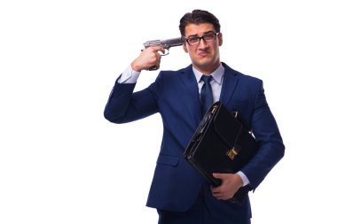 Silahlı beyaz izole iş adamı