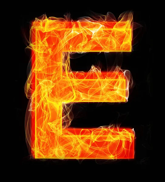 Brandende letters alfabet type E — Stockfoto