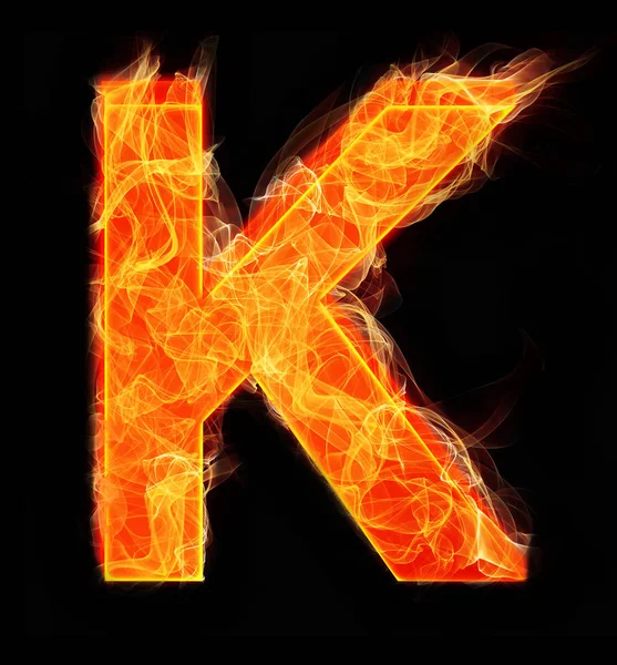 Brennende Buchstaben als Buchstabentyp k — Stockfoto