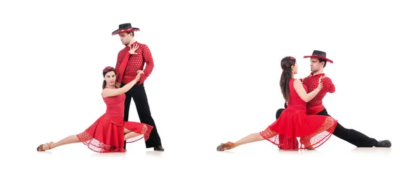 Een paar dansers geïsoleerd op het witte doek — Stockfoto