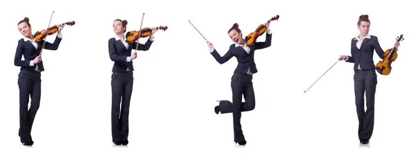 Mujer violinista aislado sobre fondo blanco —  Fotos de Stock