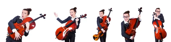 Violoneux femme isolé sur fond blanc — Photo