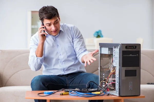 Angry customer trying to repair computer with phone support