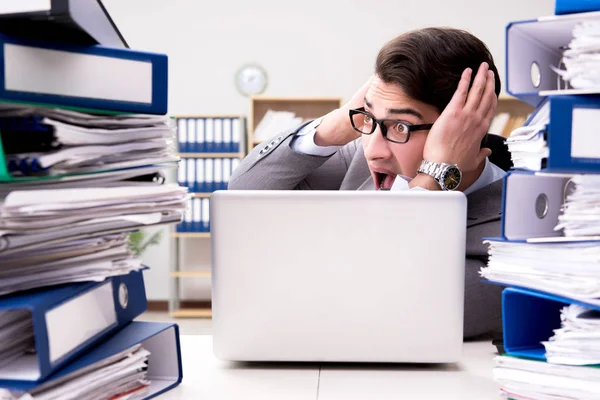 Busy businessman under stress due to excessive work — Stock Photo, Image