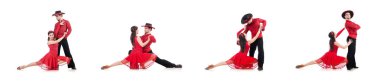 Bir çift dansçı beyazın üzerinde izole edilmiş