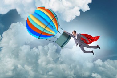 Balonla uçan iş adamı meydan okuma konseptinde