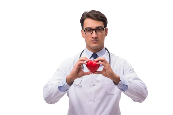 Dottore con cuore isolato su sfondo bianco — Foto Stock