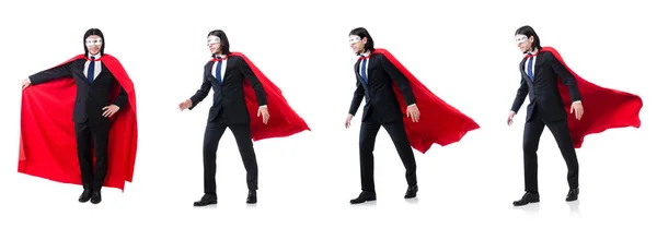 Hombre en cubierta roja aislado en blanco — Foto de Stock