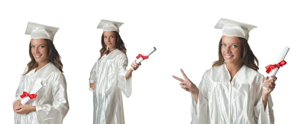 Jeune étudiant isolé sur blanc — Photo