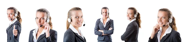 Call center assistant responding to calls — Stock Photo, Image