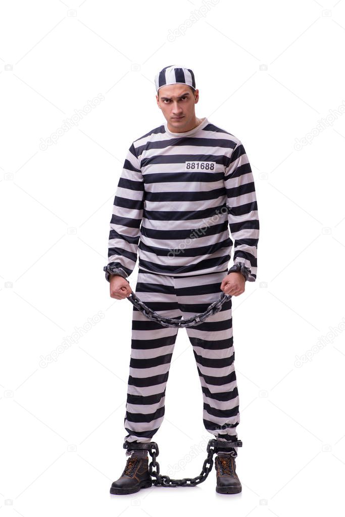 Man prisoner isolated on white background