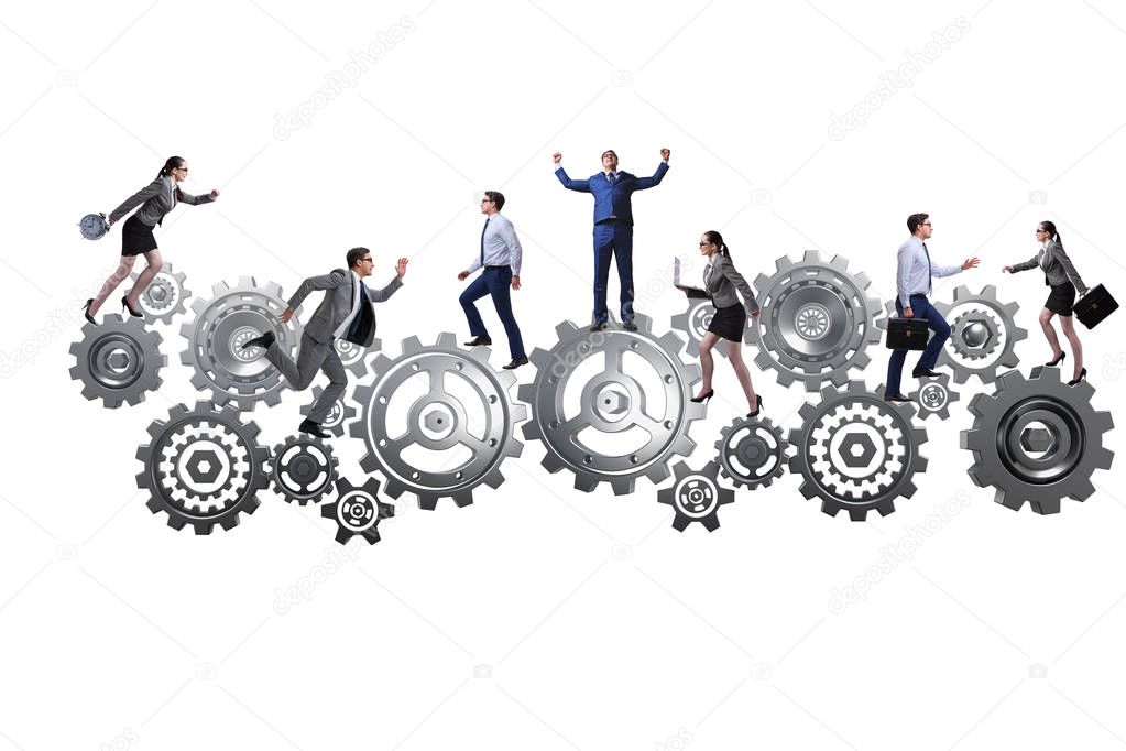 Teamwork concept with businessman and businesswoman