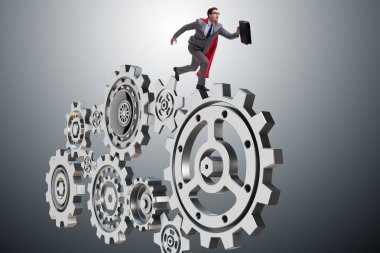 Çarklı takım çalışması kavramında iş adamı