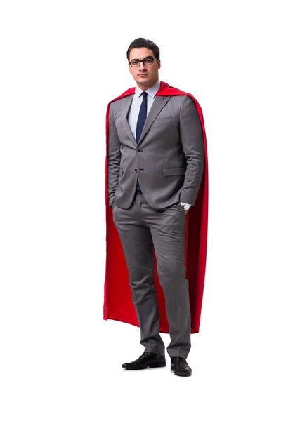 Super hero businessman isolated on white — Stock Photo, Image